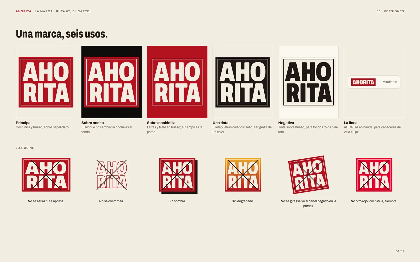 One mark, six uses: on red, on night, on paper, in one ink